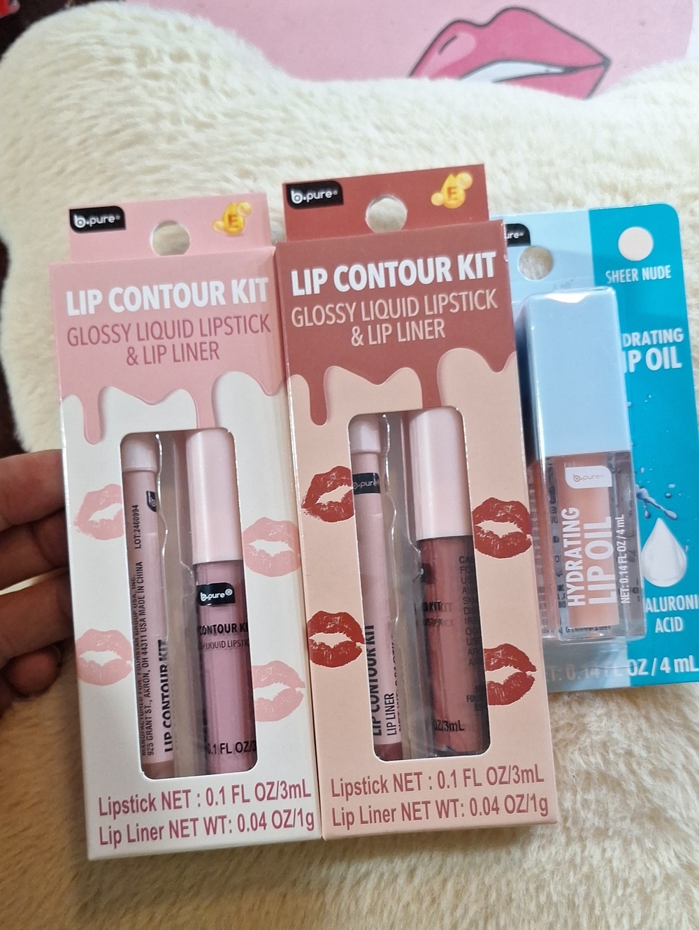 Lip Contour Set — Pink Glossy Liquid Lipstick & Matching Liner